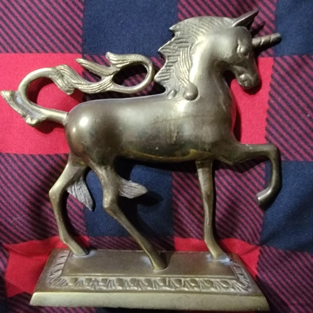 Vintage Solid Brass Unicorn Figurine